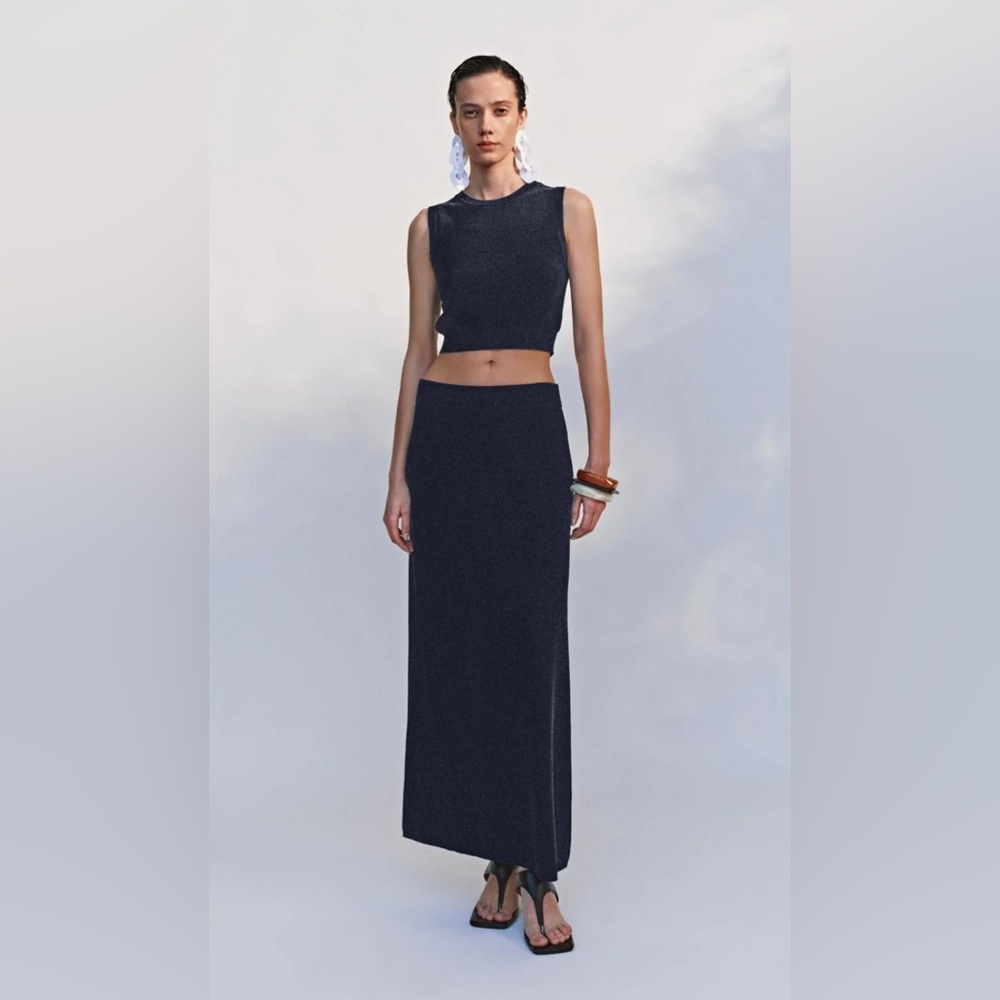 High Quality Knit Blue Maxi Skirt